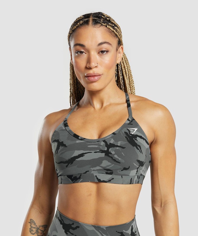 Gymshark Legacy Printed Sports Bra Sport BH Dames Grijs | OGVF12680