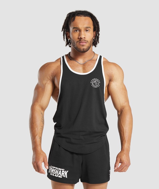Gymshark Legacy Ringer Stringer Stringer Heren Zwart Wit | KWYB36985