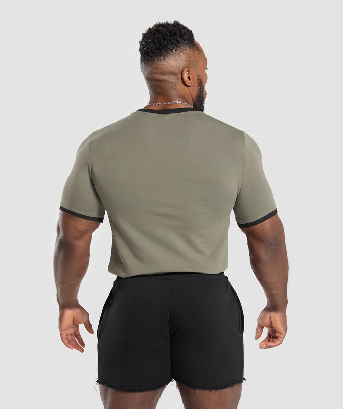 Gymshark Legacy Ringer T-Shirt T-Shirt Heren Groen Zwart | ZLFA32409