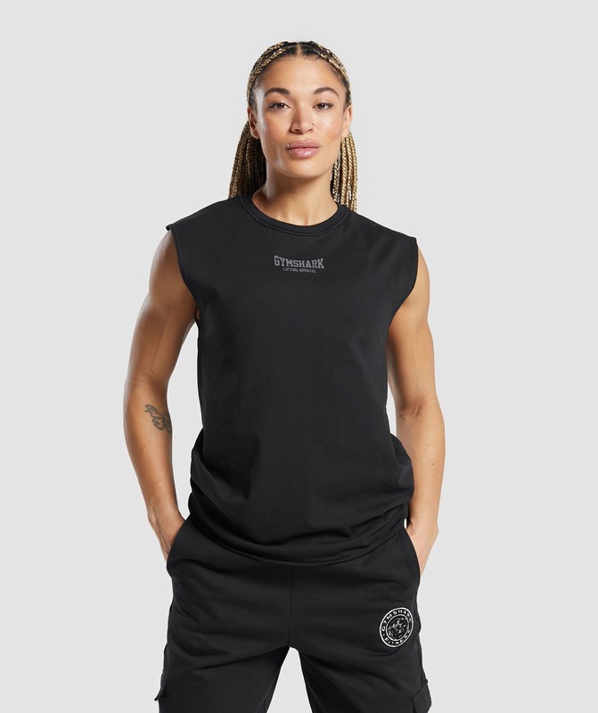 Gymshark Legacy Summer Tank Tanktop Dames Zwart | YRSP18034