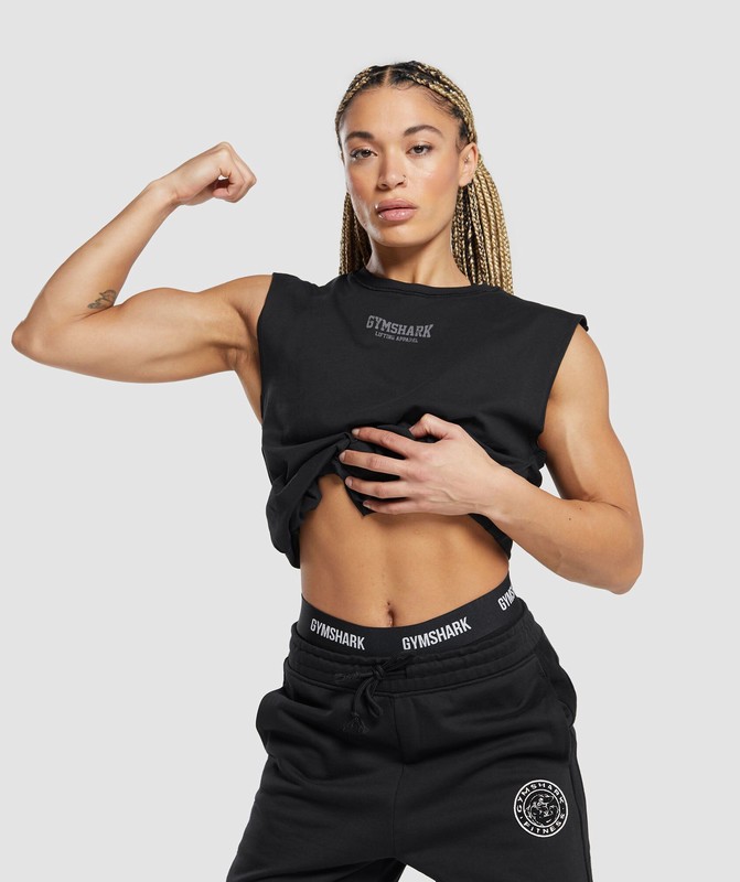 Gymshark Legacy Summer Tank Tanktop Dames Zwart | YRSP18034