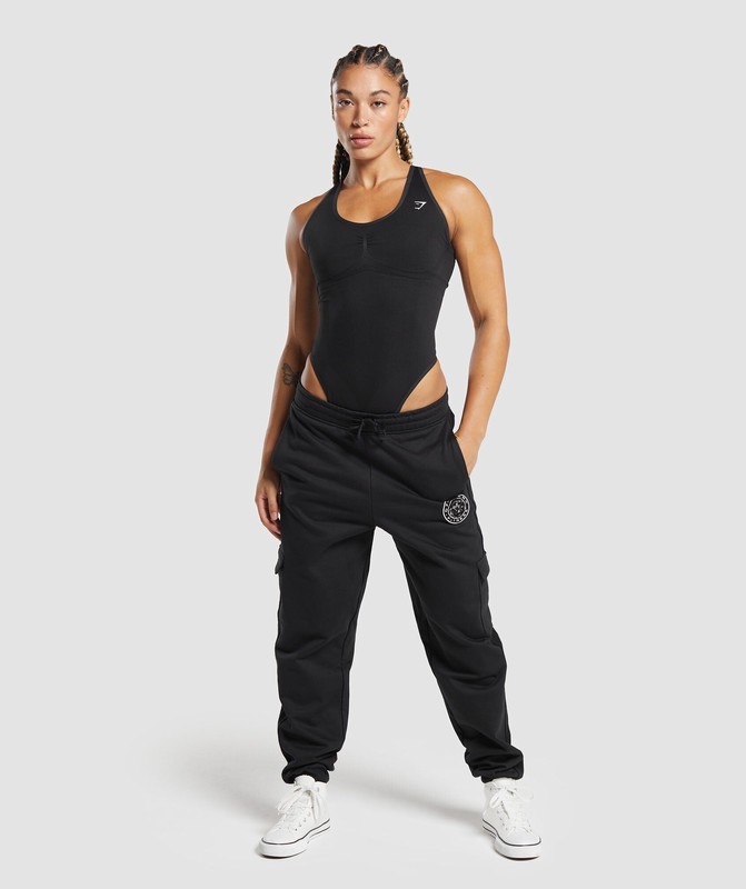 Gymshark Lift Contour Seamless Bodysuit Bodysuit Dames Zwart Zwart | DWBN74253