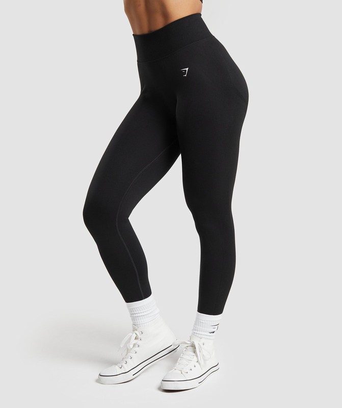 Gymshark Lift Contour Seamless Leggings Leggings Dames Zwart Zwart | ZTYK21036