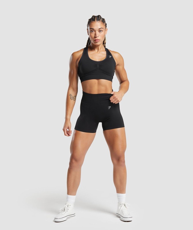 Gymshark Lift Contour Seamless Shorts Korte Broek Dames Zwart Zwart | OUPR92830
