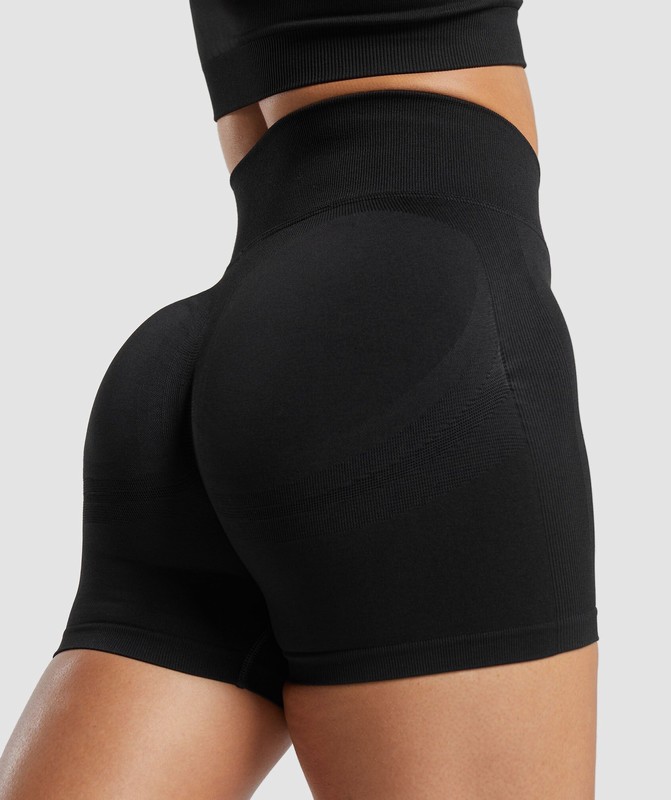Gymshark Lift Contour Seamless Shorts Korte Broek Dames Zwart Zwart | OUPR92830