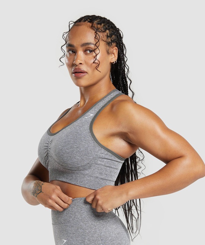 Gymshark Lift Contour Seamless Sports Bra Sport BH Dames Grijs Wit | XOEL52374