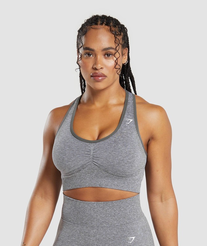 Gymshark Lift Contour Seamless Sports Bra Sport BH Dames Grijs Wit | XOEL52374
