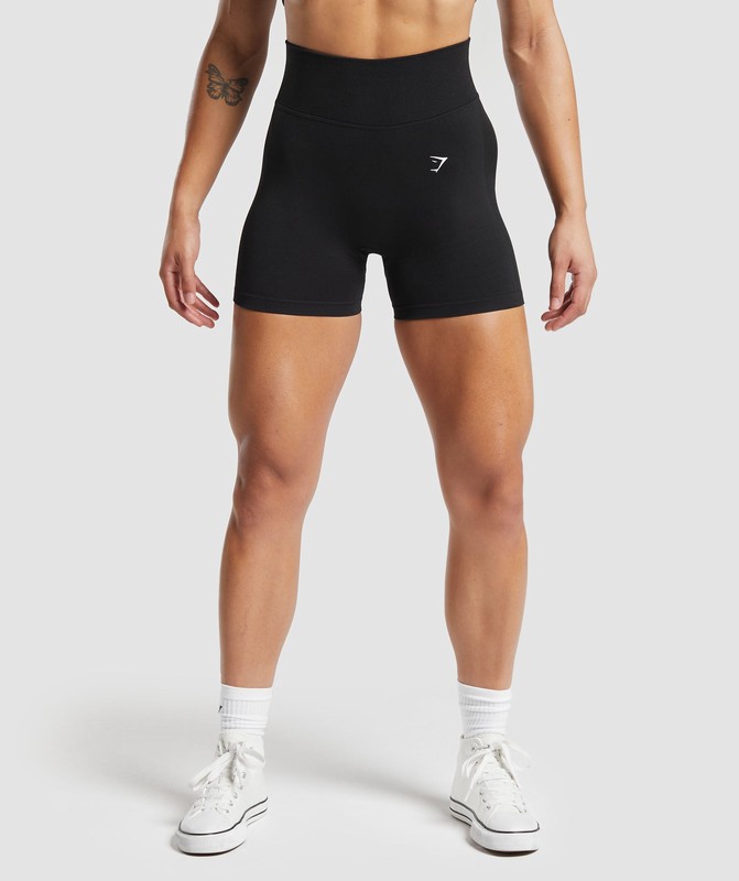 Gymshark Lift Seamless Shorts Korte Broek Dames Zwart Zwart | LWSB89173