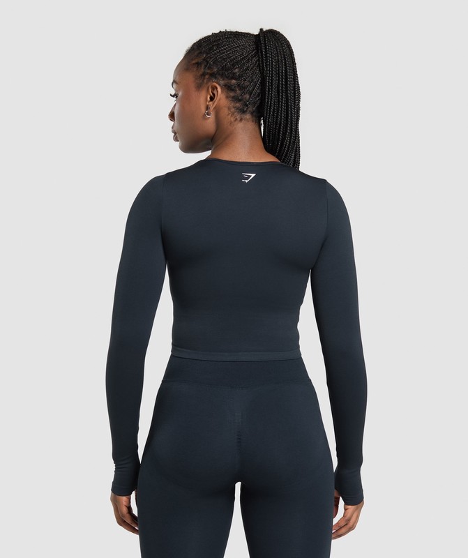 Gymshark Lift Seamless Zip Up Jacket Jas Dames Blauw Zwart | JINF48107