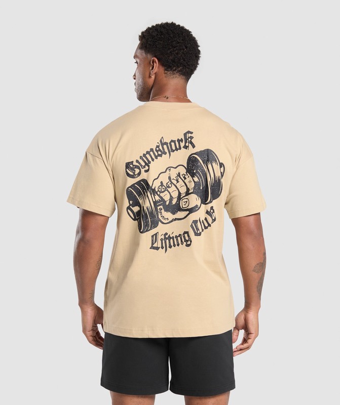 Gymshark Lifting Club Apparel Graphic T-Shirt T-Shirt Heren Beige | ZRSH35846