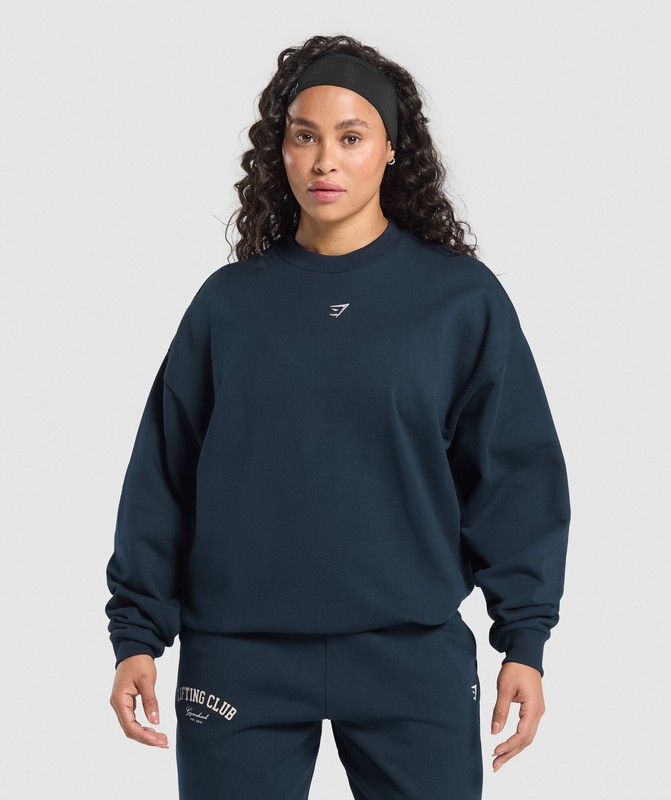 Gymshark Lifting Club Oversized Sweatshirt Sweatshirts Dames Donkerblauw | LXZI73401
