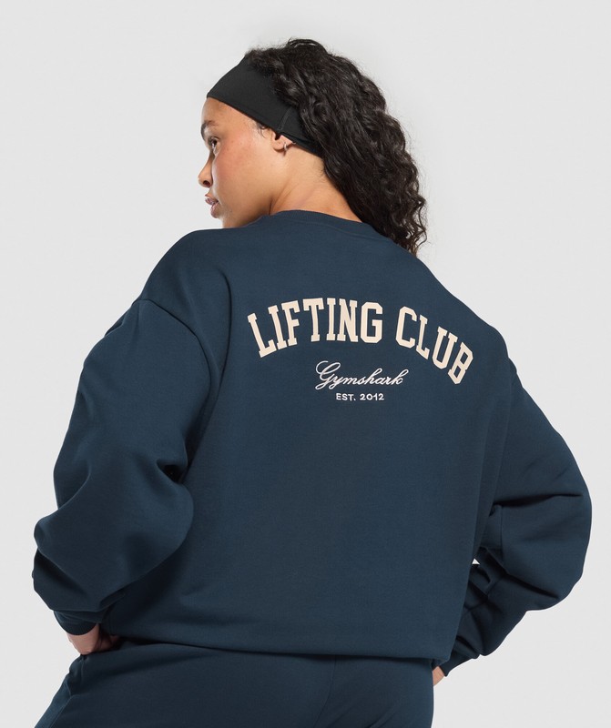 Gymshark Lifting Club Oversized Sweatshirt Sweatshirts Dames Donkerblauw | LXZI73401