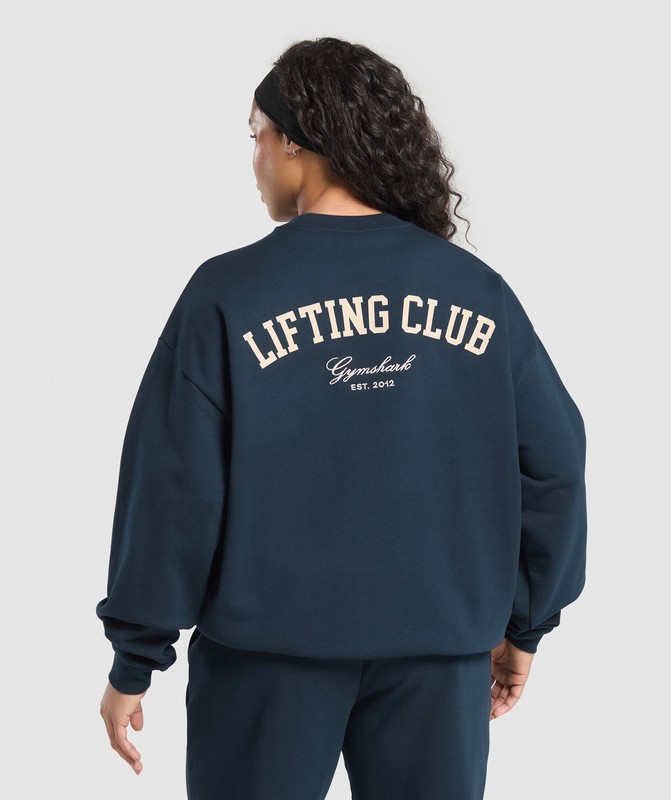 Gymshark Lifting Club Oversized Sweatshirt Sweatshirts Dames Donkerblauw | LXZI73401