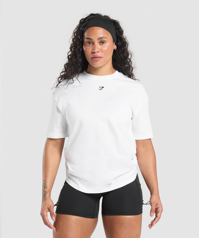Gymshark Lifting Club Oversized T-Shirt T-Shirt Dames Wit | OAJS21469