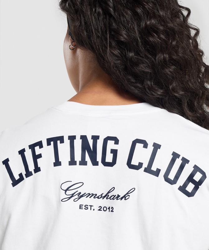 Gymshark Lifting Club Oversized T-Shirt T-Shirt Dames Wit | OAJS21469