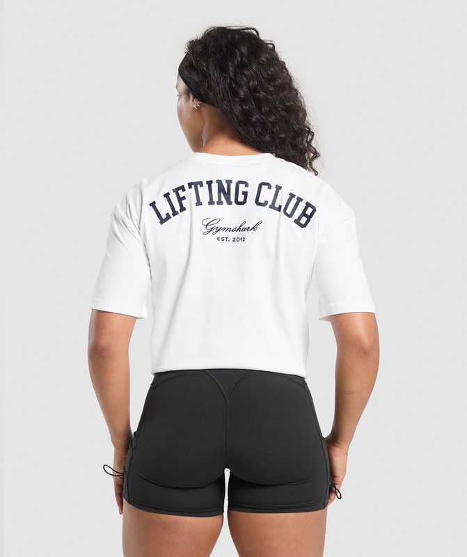 Gymshark Lifting Club Oversized T-Shirt T-Shirt Dames Wit | OAJS21469