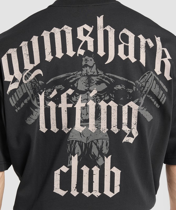 Gymshark Lifting Club T-Shirt T-Shirt Heren Zwart Lichtgrijs | TRUV38579