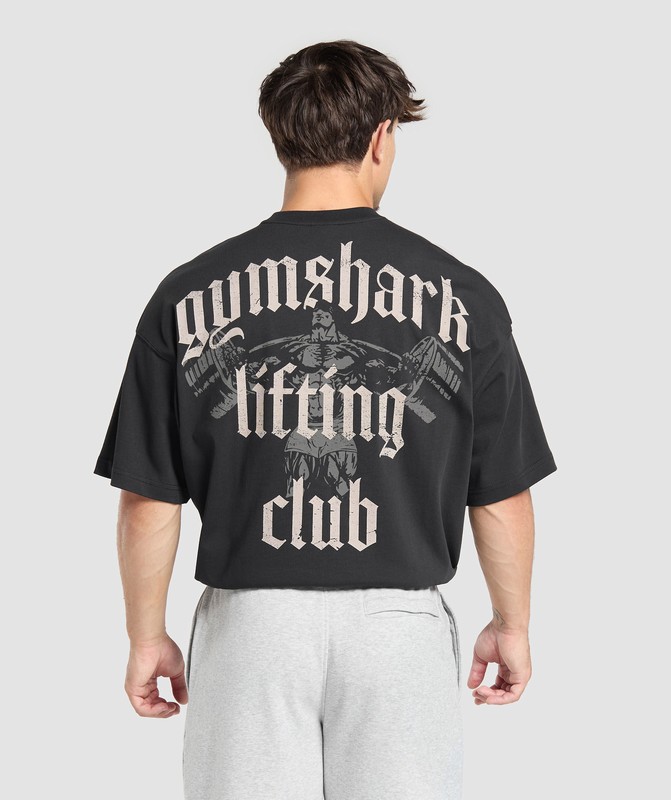 Gymshark Lifting Club T-Shirt T-Shirt Heren Zwart Lichtgrijs | TRUV38579