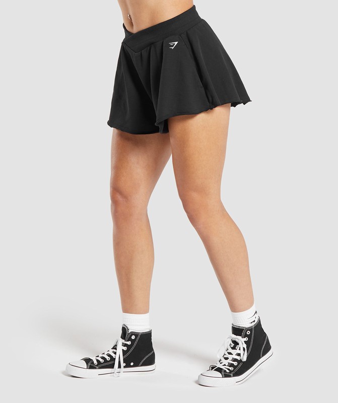 Gymshark Lifting Crossover Cotton Shorts Korte Broek Dames Zwart | STPJ63705