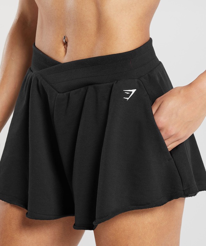 Gymshark Lifting Crossover Cotton Shorts Korte Broek Dames Zwart | STPJ63705