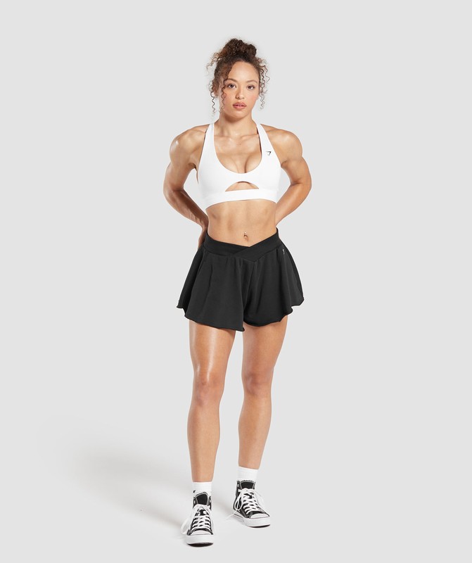 Gymshark Lifting Crossover Cotton Shorts Korte Broek Dames Zwart | STPJ63705