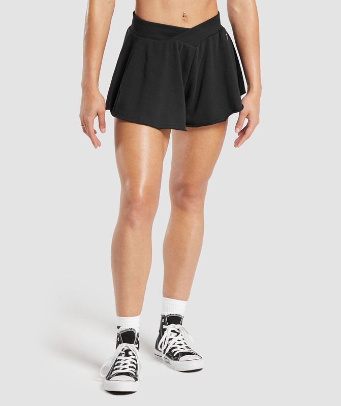 Gymshark Lifting Crossover Cotton Shorts Korte Broek Dames Zwart | STPJ63705