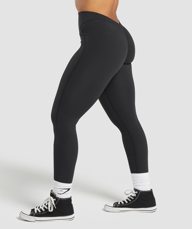 Gymshark Lifting Dipped Waistband Leggings Leggings Dames Zwart | CJVZ39241