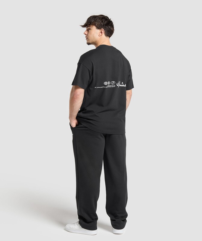 Gymshark Lifting Essential Arabic Oversized Graphic T-Shirt T-Shirt Heren Zwart | UWBL10954