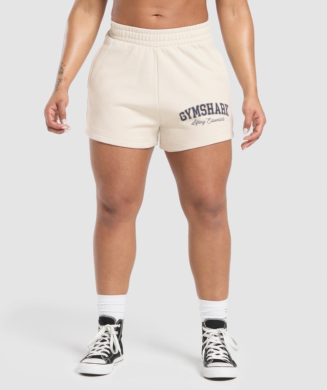 Gymshark Lifting Essentials Graphic Brushed 4' Shorts Korte Broek Dames Wit | MTYS47583