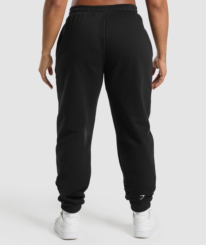 Gymshark Lifting Essentials Graphic Brushed Oversized Joggers Joggingbroek Dames Zwart | LOYE43980