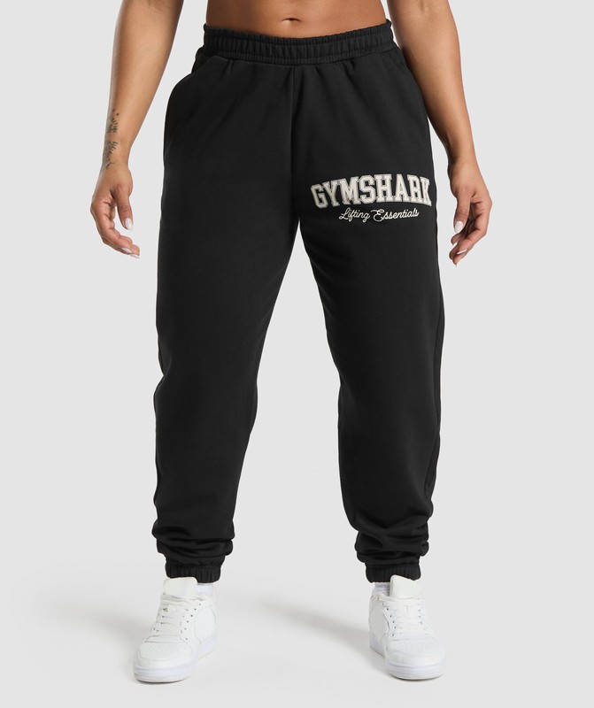 Gymshark Lifting Essentials Graphic Brushed Oversized Joggers Joggingbroek Dames Zwart | LOYE43980