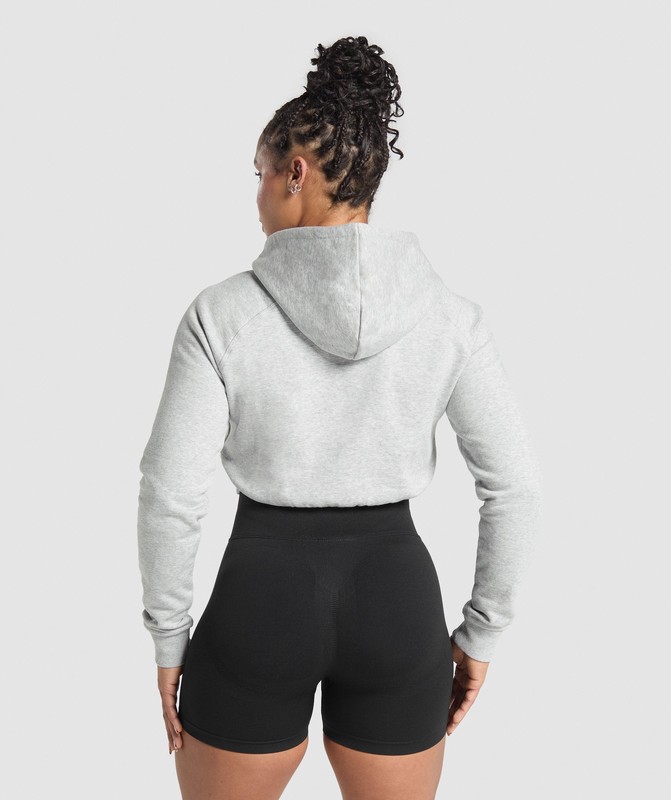 Gymshark Lifting Essentials Graphic Cropped Hoodie Hoodie Dames Lichtgrijs | HXCE93812