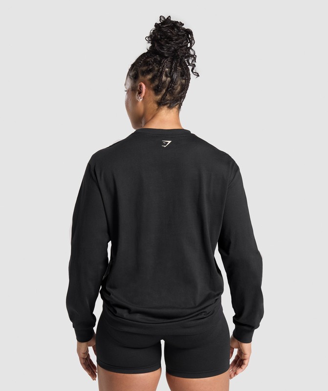 Gymshark Lifting Essentials Graphic Long Sleeve Top Top Dames Zwart | LWYD07892