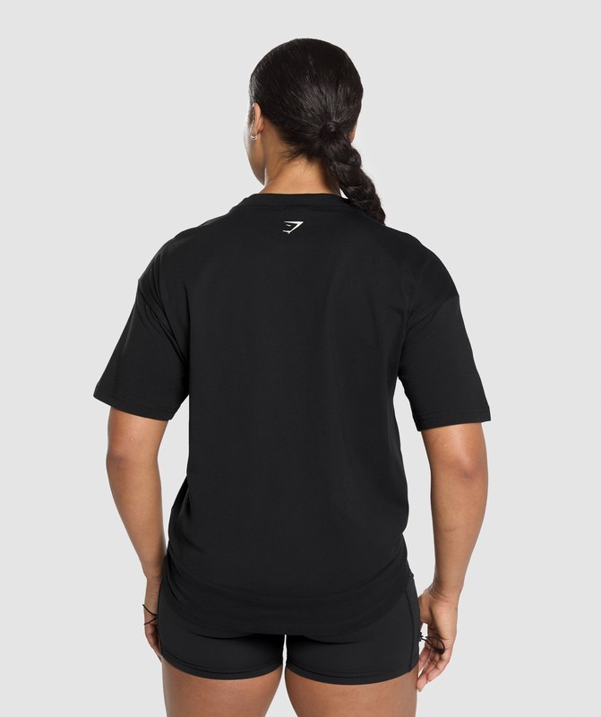 Gymshark Lifting Essentials Graphic Oversized T-Shirt T-Shirt Dames Zwart | HODS58902