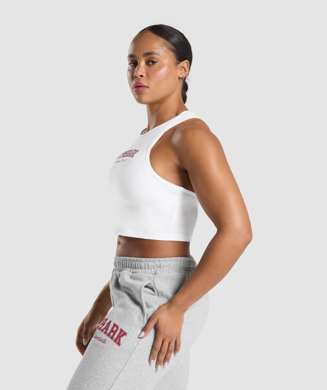 Gymshark Lifting Essentials Graphic Tank Tanktop Dames Wit | COVH46825