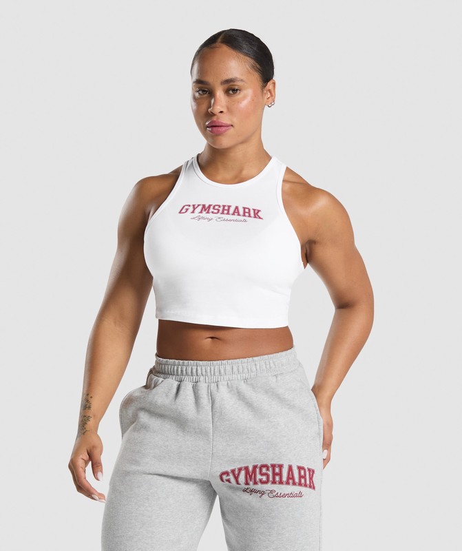 Gymshark Lifting Essentials Graphic Tank Tanktop Dames Wit | COVH46825