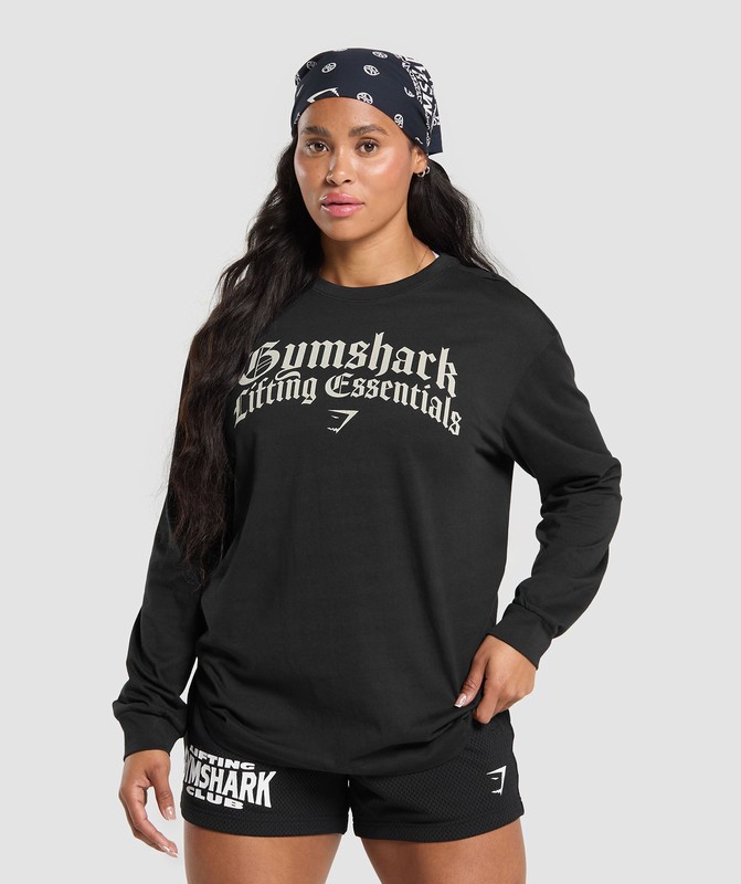 Gymshark Lifting Essentials Long Sleeve Top Top Dames Zwart | MKZD34089
