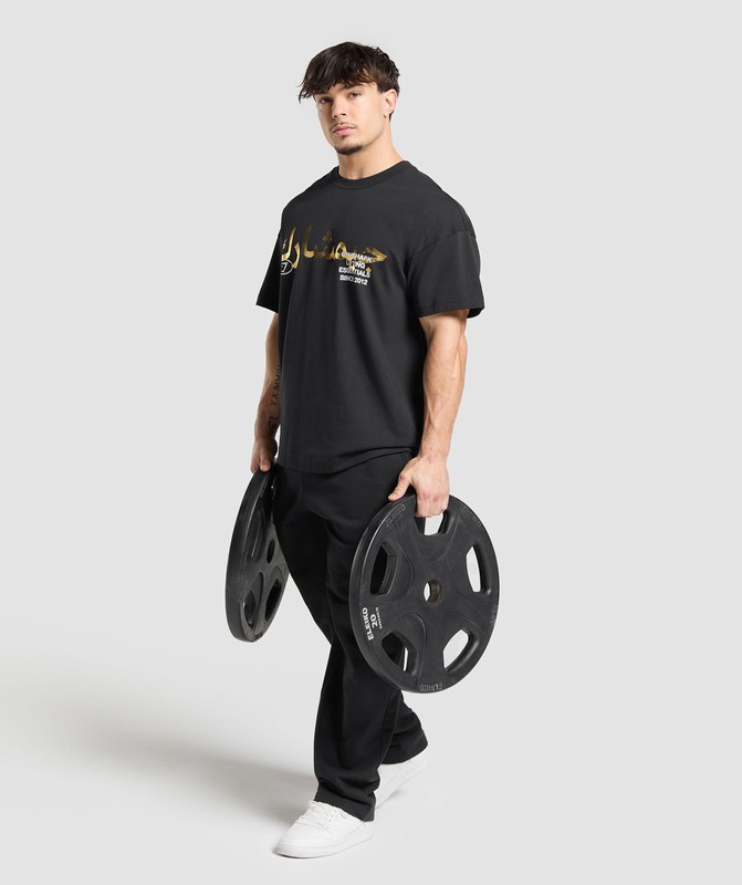 Gymshark Lifting Essentials Oversized Graphic T-Shirt T-Shirt Heren Zwart | QMPK81943