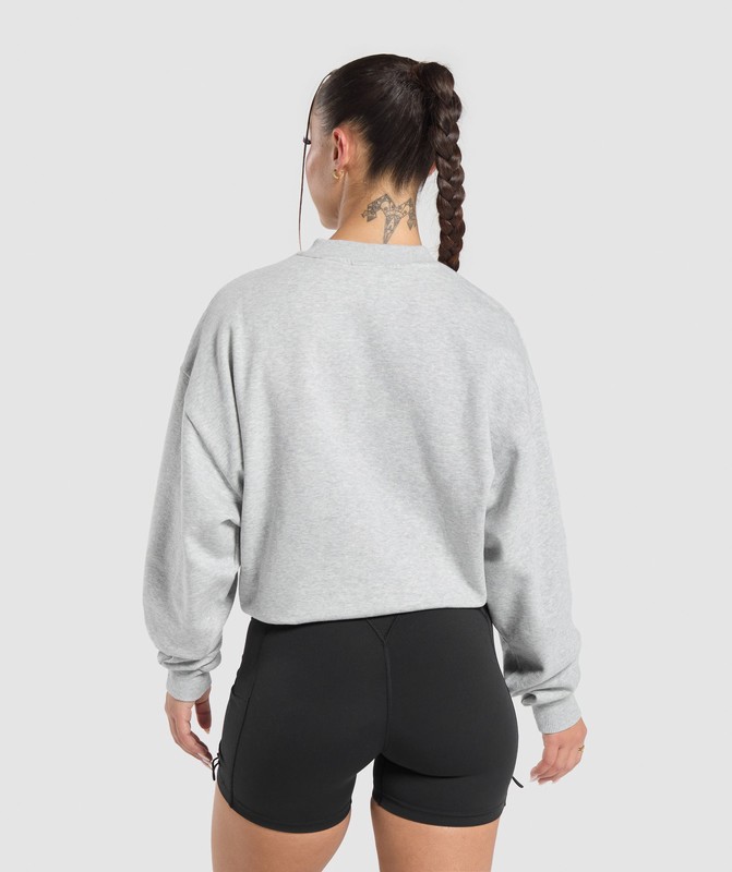 Gymshark Lifting Essentials Oversized Sweatshirt Sweatshirts Dames Lichtgrijs | QAJV14835