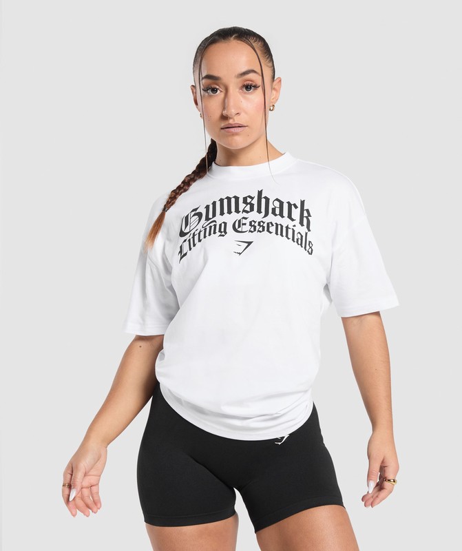 Gymshark Lifting Essentials Oversized T-Shirt T-Shirt Dames Wit | ZRFO34965