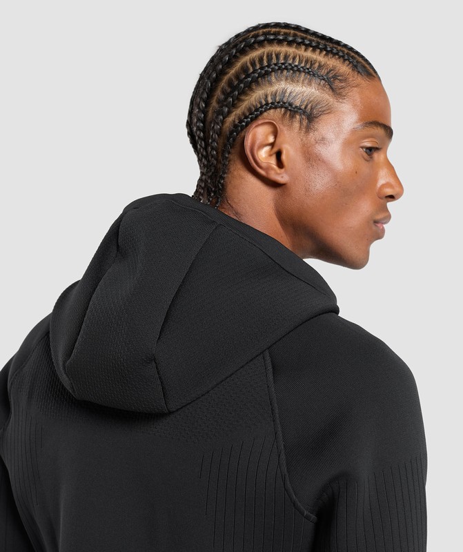 Gymshark Lifting Icons Flat Knit Zip Up Hoodie Hoodie Heren Zwart | SLJG37904