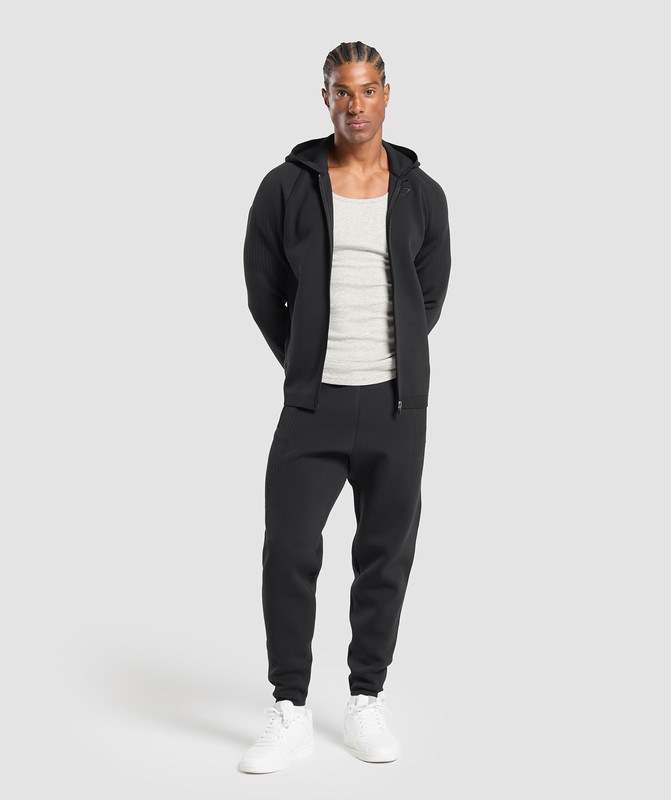 Gymshark Lifting Icons Flat Knit Zip Up Hoodie Hoodie Heren Zwart | SLJG37904
