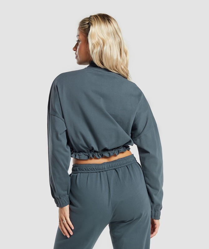 Gymshark Lifting Lightweight 1/4 Zip Pullover Pullover Dames Titanium Blauw | PGVB37918