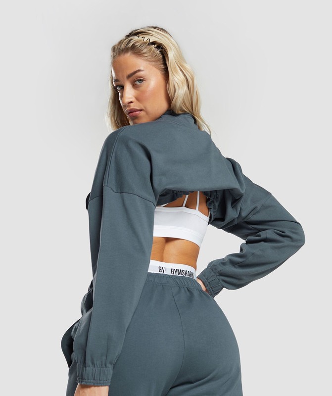 Gymshark Lifting Lightweight 1/4 Zip Pullover Pullover Dames Titanium Blauw | PGVB37918