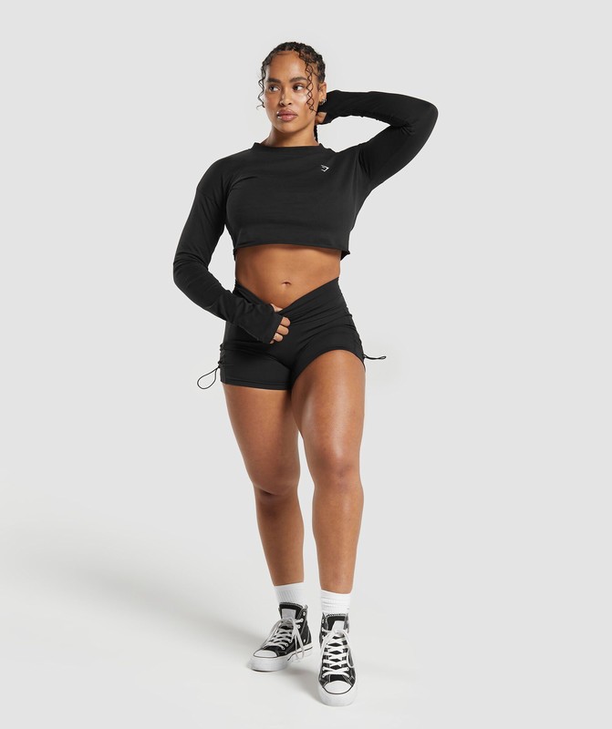 Gymshark Lifting Long Sleeve Crop Top Crop Top Dames Zwart | WXMS94756