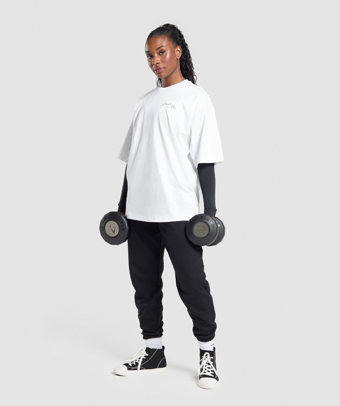 Gymshark Lifting OS Baggy Tee GFX T-Shirt Dames Wit | CAMT71368