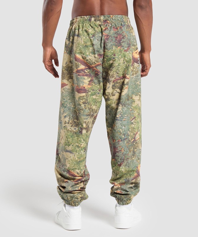 Gymshark Lifting Oversized Printed Woven Pants Broek Heren Beige | NKPU92735