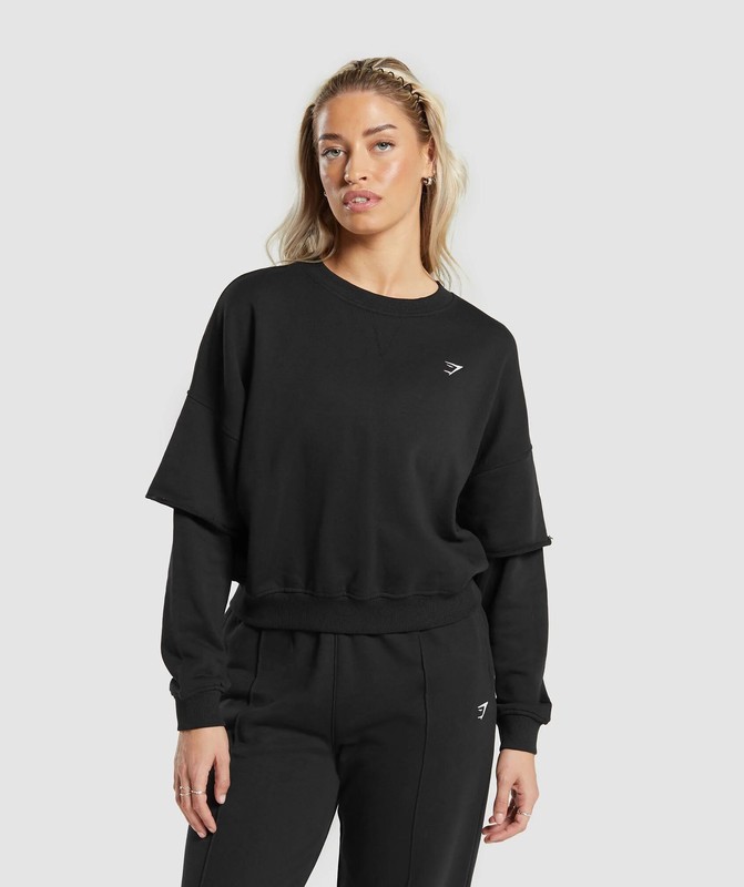 Gymshark Lifting Oversized Sweatshirt Sweatshirts Dames Zwart | RFKQ50493