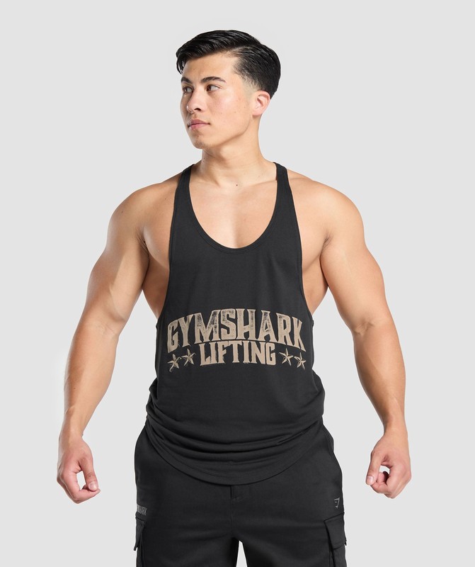 Gymshark Lifting Stars Stringer Stringer Heren Zwart | VMDL54217