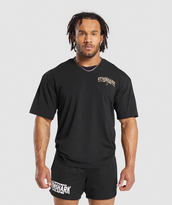 Gymshark Lifting Stars T-Shirt T-Shirt Heren Zwart | ZGJV70183